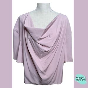🌸 Blush Pink Draped Cowl Neck Blouse | Size XL